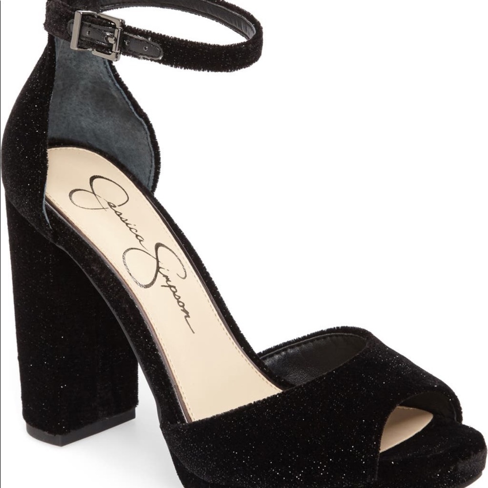 Jessica Simpson sparkly black velvet heels